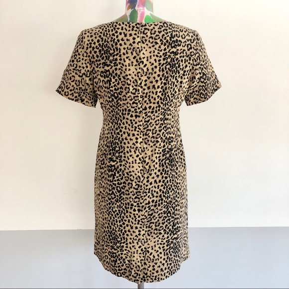 🐆VINTAGE 80s Leopard Print Cocktail Mini Dress - Picture 4 of 6